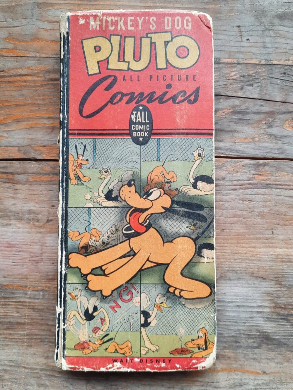 Rare Vintage 1943 Walt Disney Mickey's Dog Pluto Tall Comics Picture Book